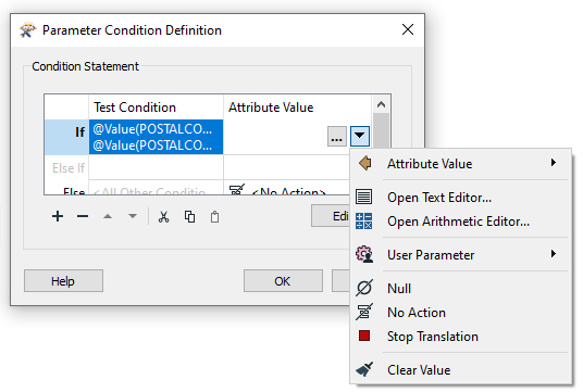 Options for Attribute Value result from a test